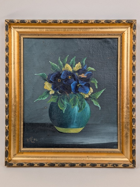 Olja på duk, Stilleben, signerad WR 1921, oidentifierad konstnär