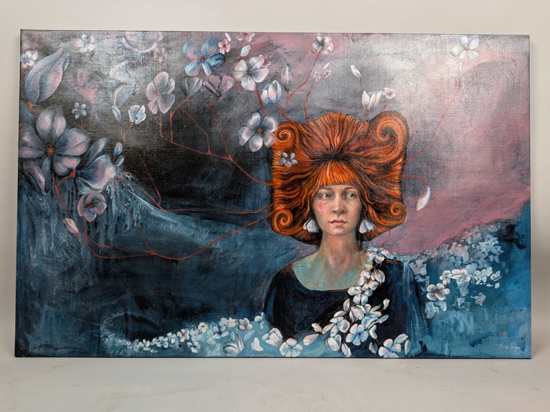 Olja på duk, signerad Marita Haugen, oidentifierad konstnär