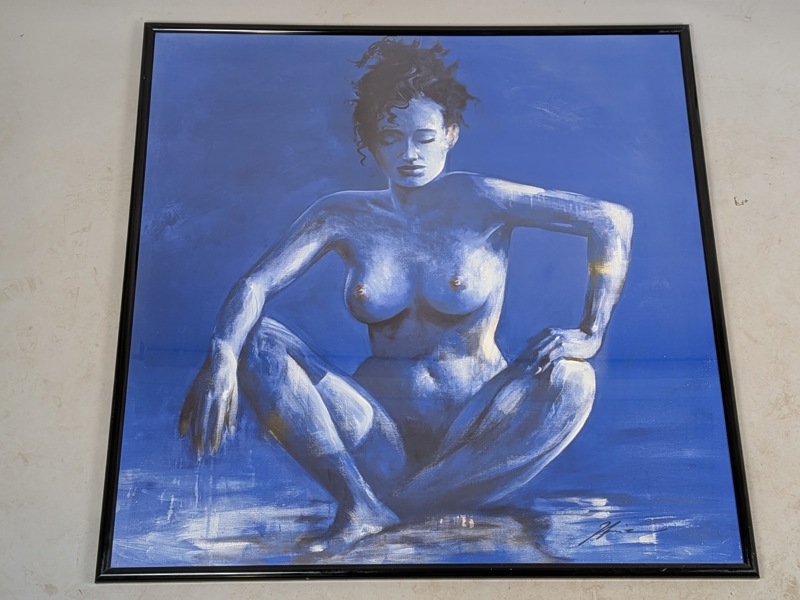 Tryck, "Blå kvinna" Jürgen Schmitz, signerad