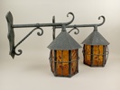 Vägglyktor, par  smide & glas