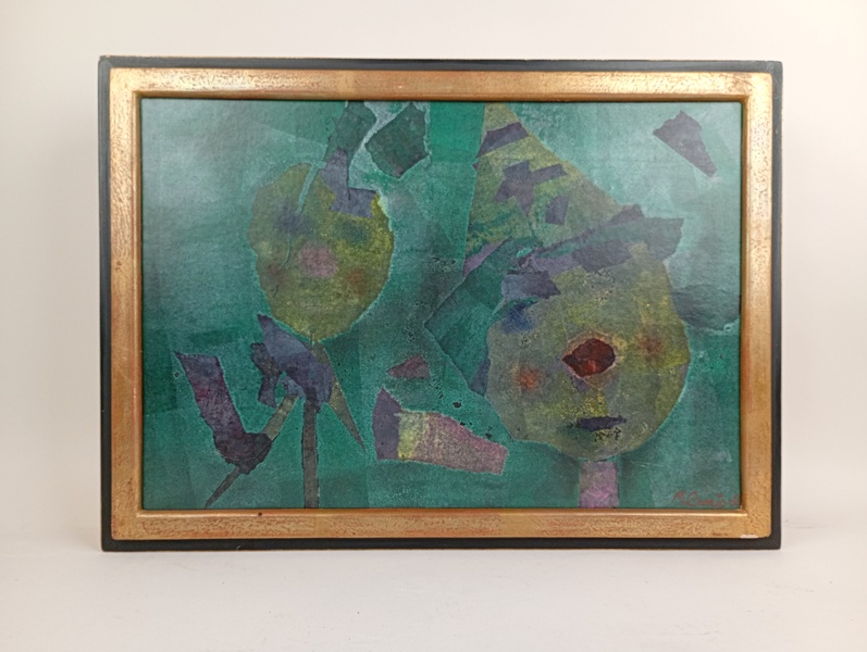 Olja på papp, Mihailo Cumic, signerad