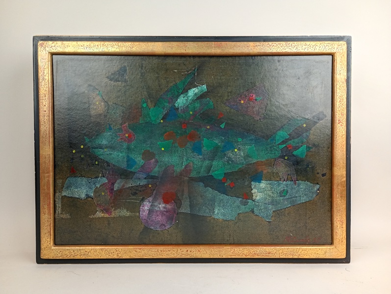 Olja på papp, Mihailo Cumic, signerad