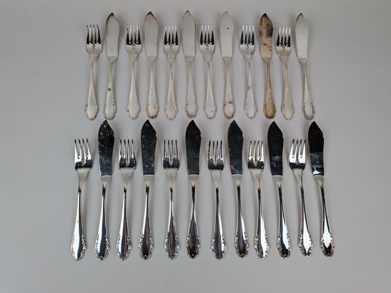 Fiskbestick, "Haga" Nysilver