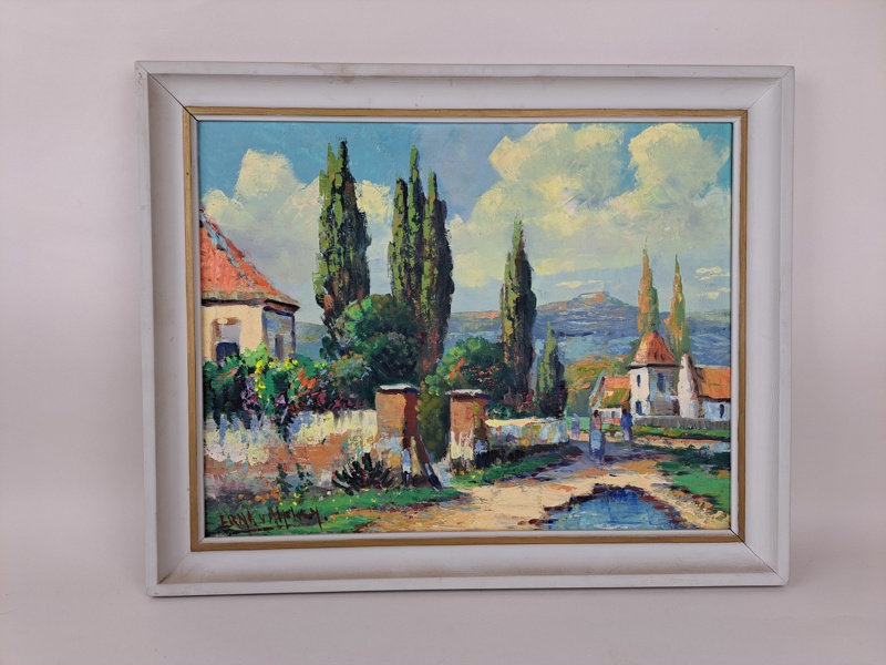 Olja på duk, oidentifierad konstnär, signerad