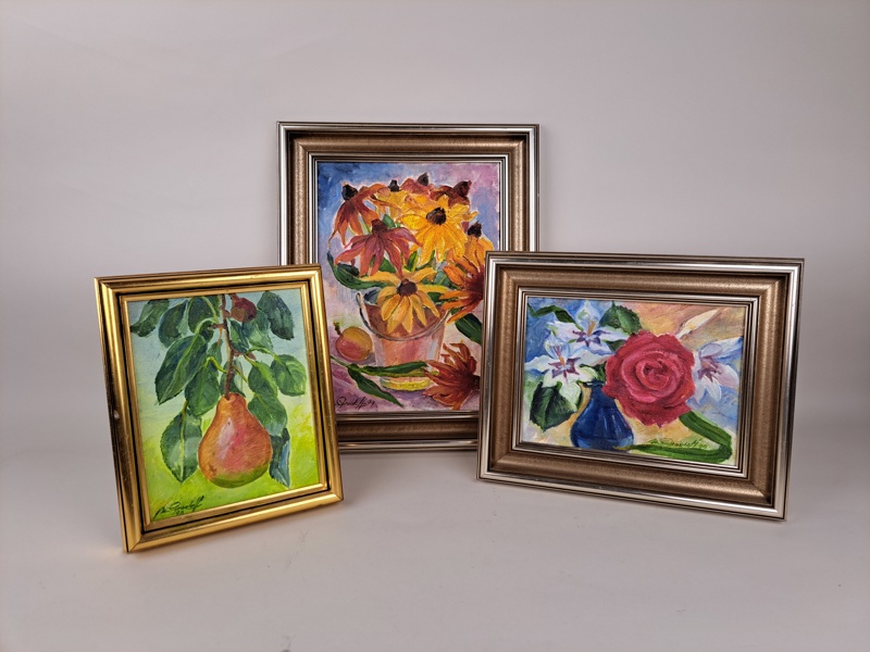 Olja på duk, 3 st, Mary Grouleff, signerade