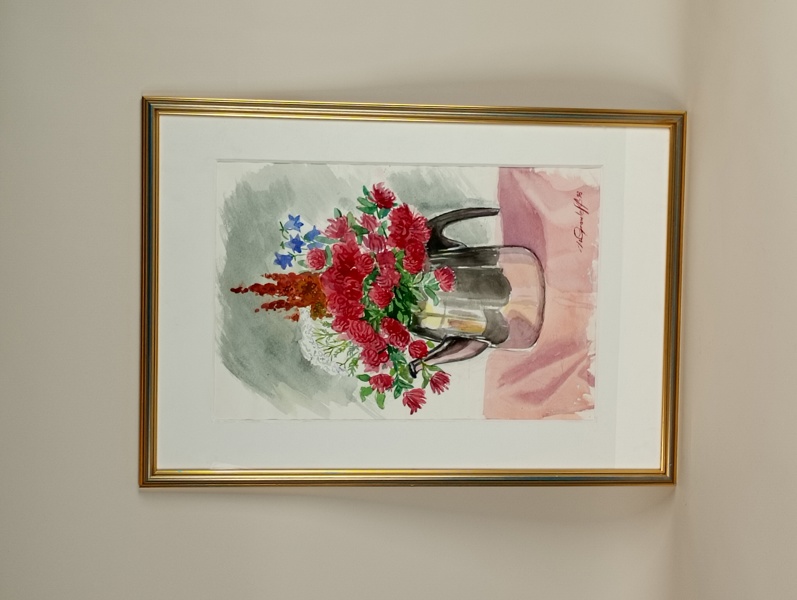 Akvarell, Stilleben, Mary Grouleff, signerad 