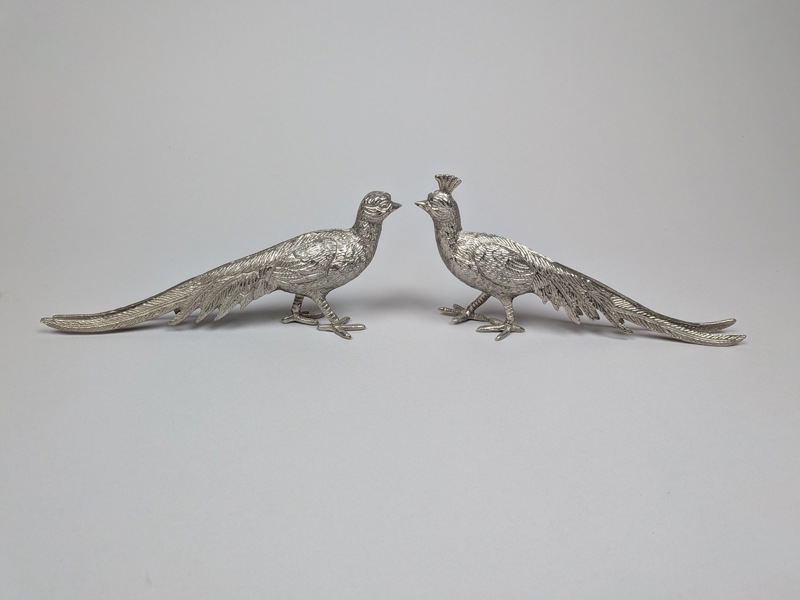 Bordsdekorationer, Fasaner, vitmetall