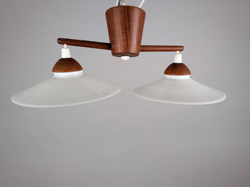 Taklampa, teak & glas, 1960-tal