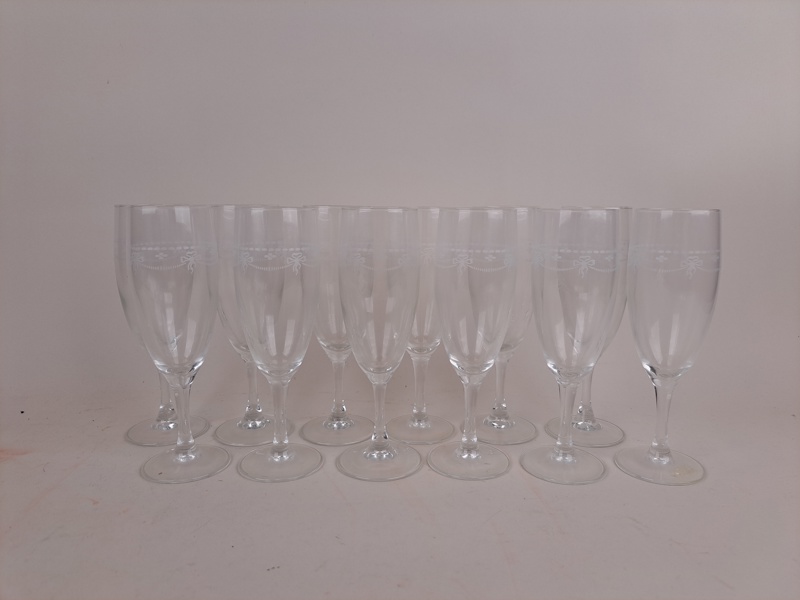Champagneglas, etsad dekor