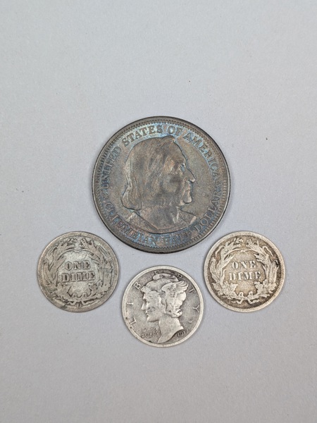 Silvermynt USA bl.a. Columbian Half Dollar 1893