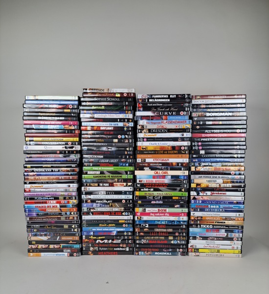 Stort parti DVD-filmer, blandad genre