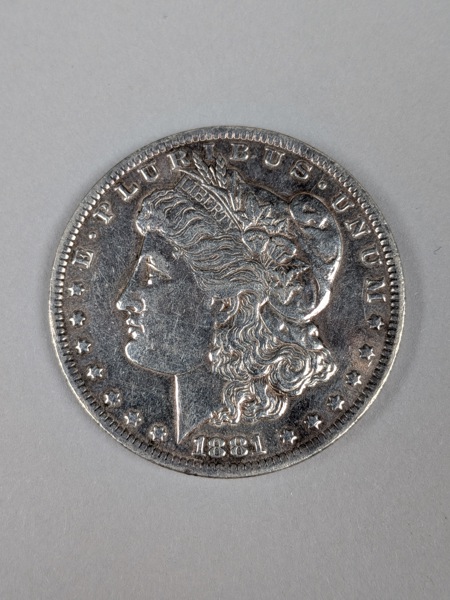 Silvermynt, en dollar 1881, sk Morgan dollar