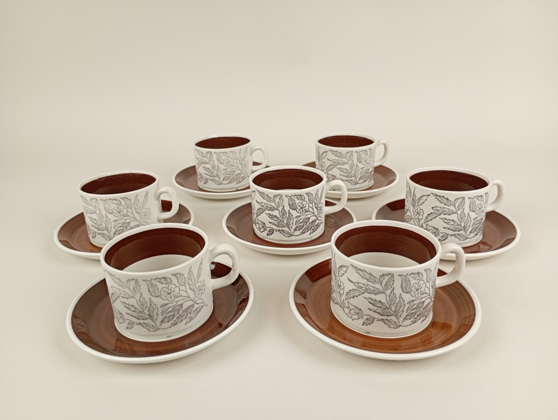 Kaffekoppar med fat, "Fontana" Berit Ternell Gefle
