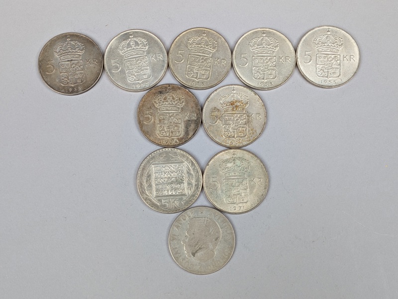 Silvermynt 5 kr, 40 % 