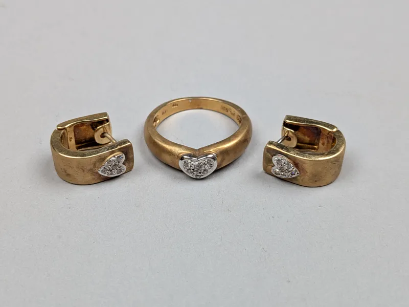 Ring & örhänge 14 k Guld