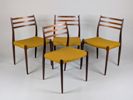 Stolar, modell 78, Jakaranda, Niels O. Møller, J.L Møllers Møbelfabrik, Danmark, 4 st