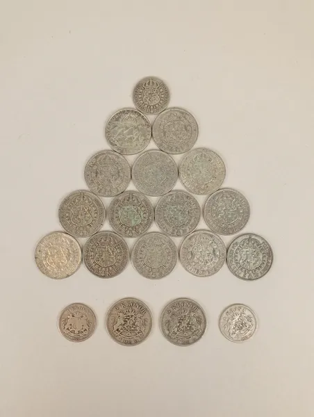 Silvermynt, 80 % bl.a. Oscar II