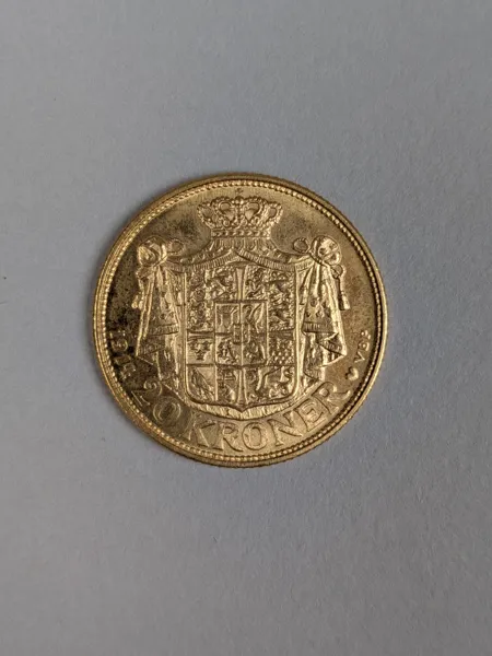 Guldmynt, 20 kr 1914 Danmark 21,6 k Guld