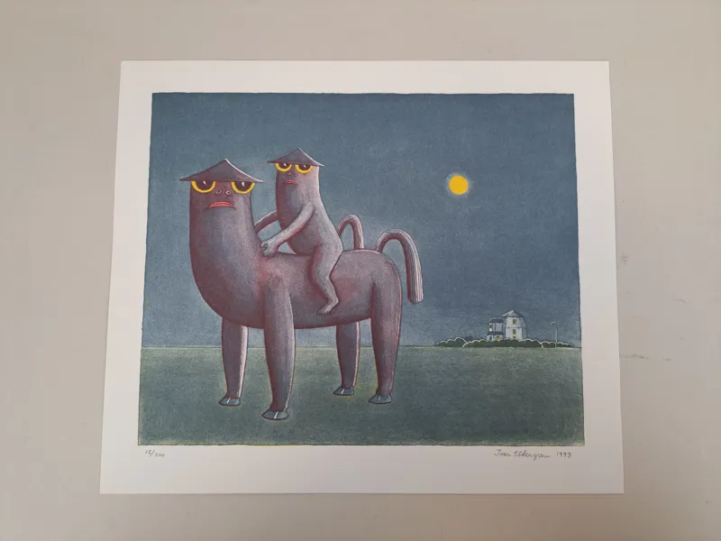 Litografi, "Månskensritt" Ivar Södergren, signerad & numrerad