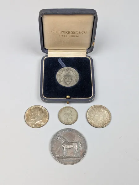 Medaljer & mynt, Silver bl.a. Hästafvelns främjande