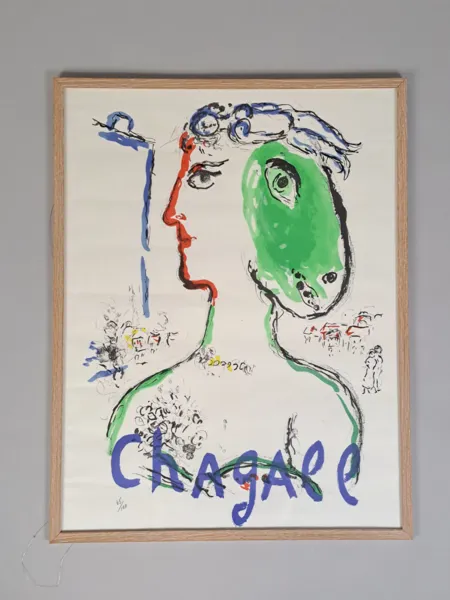 Litografisk affisch/tryck efter, "L'artiste Phénix" Marc Chagall, numrerad