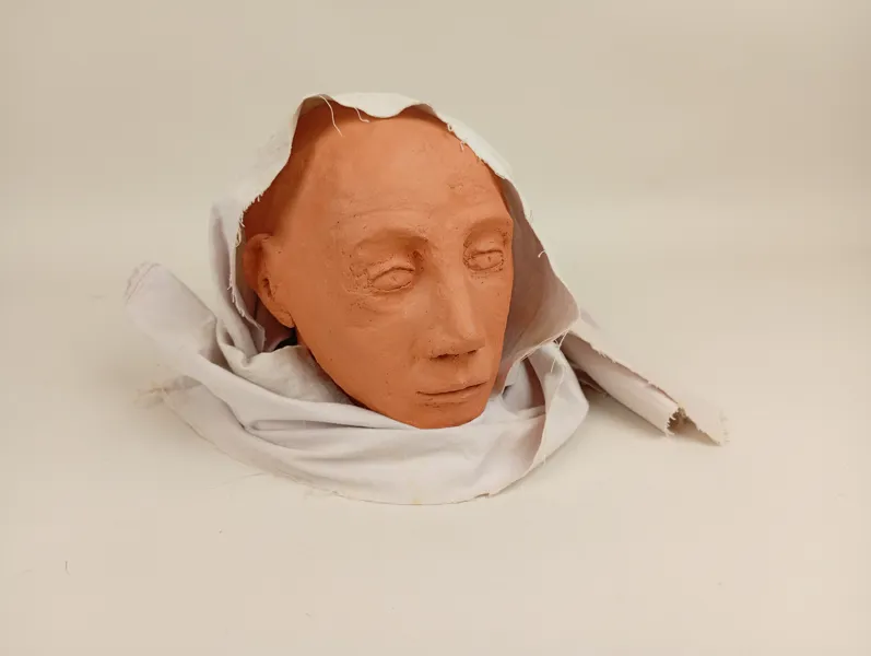 Skulptur, Ansikte Terrakotta signerad