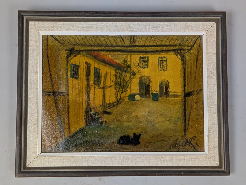 Olja på papp, oidentifierad konstnär