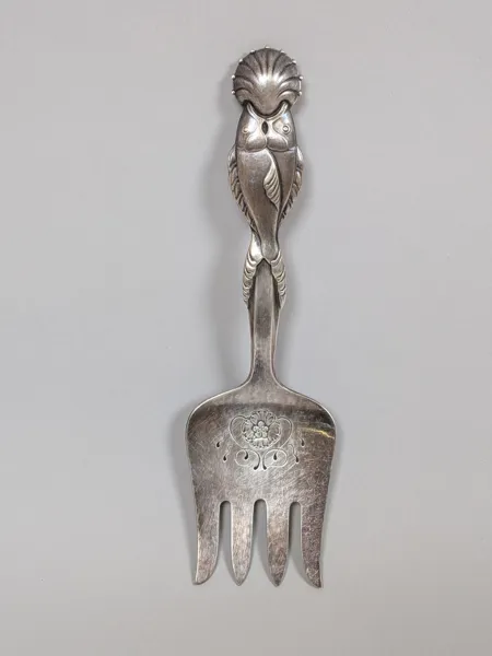 Fiskuppläggningsgaffel, Silver modell 55 Georg Jensen Danmark