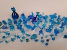 Parti miniatyr figuriner, blått glas