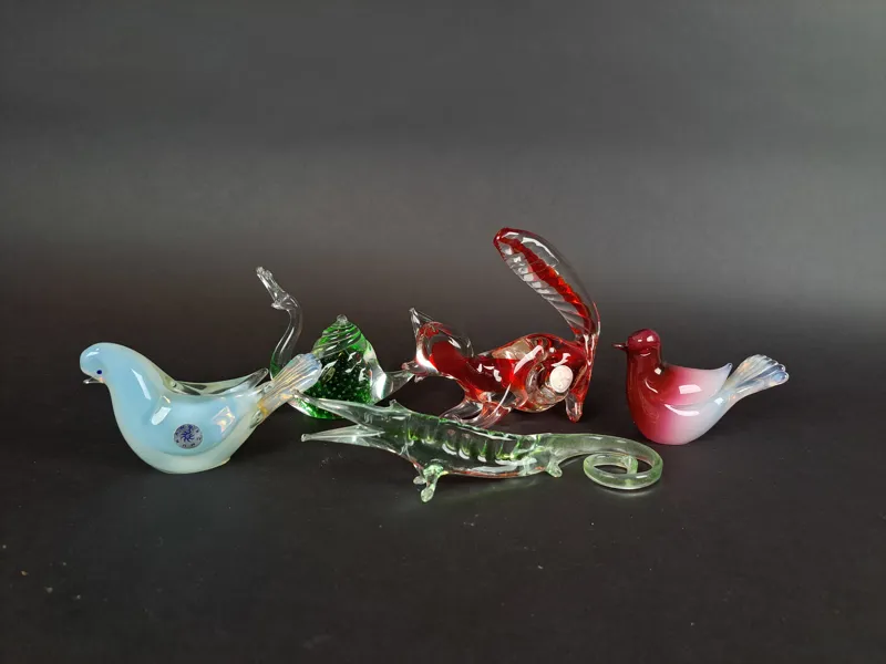 Glaskonst 5 delar bl.a. Murano