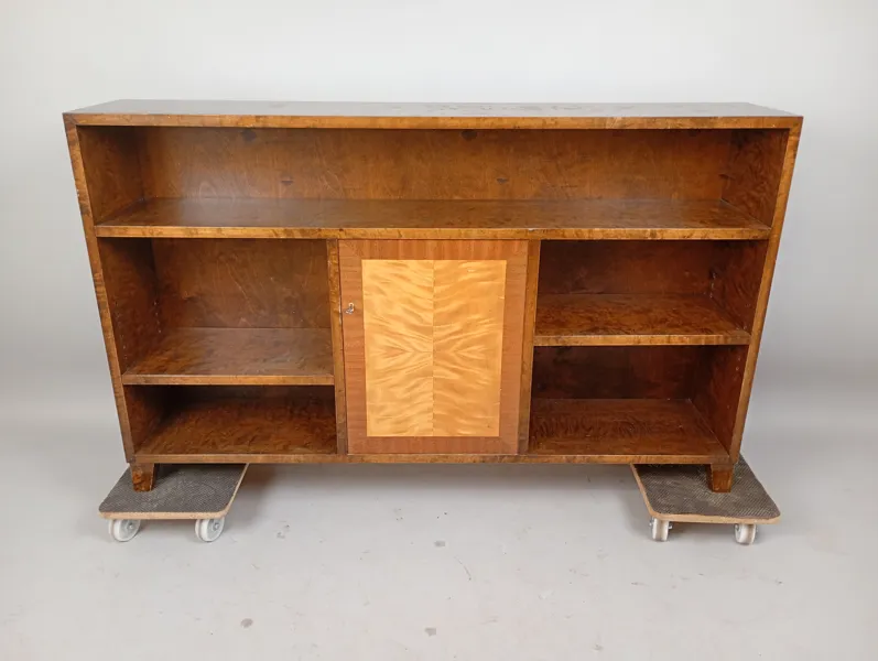 Bokhylla med skåp, Art Deco flambjörk