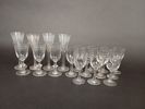 Parti snapsglas, bruten botten 1800-/1900-tal
