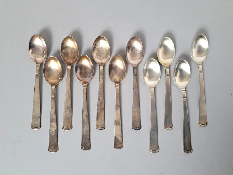 Kaffeskedar Silver, "Rosenholm", 11 delar