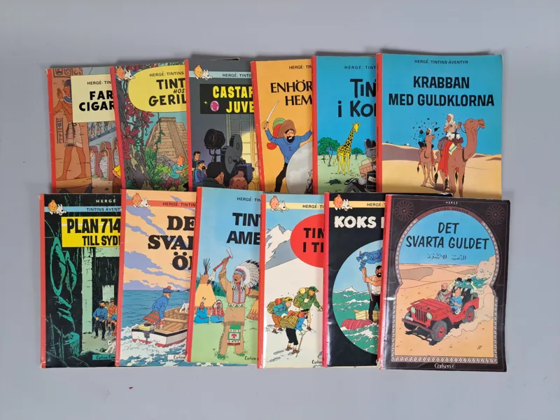 Magasin, Tintins Äventyr, Hergé 12 st bl.a. 1:a upplagan