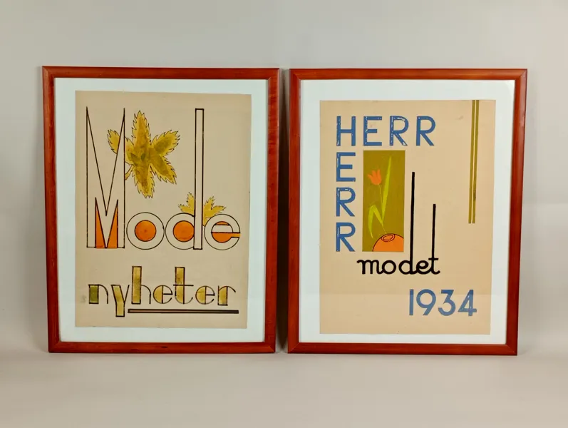 Reklam akvareller ifrån Carl Anderssons butik, Hässleholm