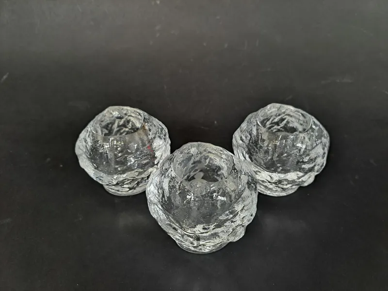 Ljusslyktor, 3 st "Snöboll" Orrefors