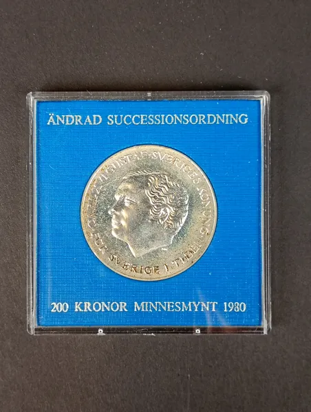 Silver, Minnesmynt ändrad Successionsordning 1980 200 kr
