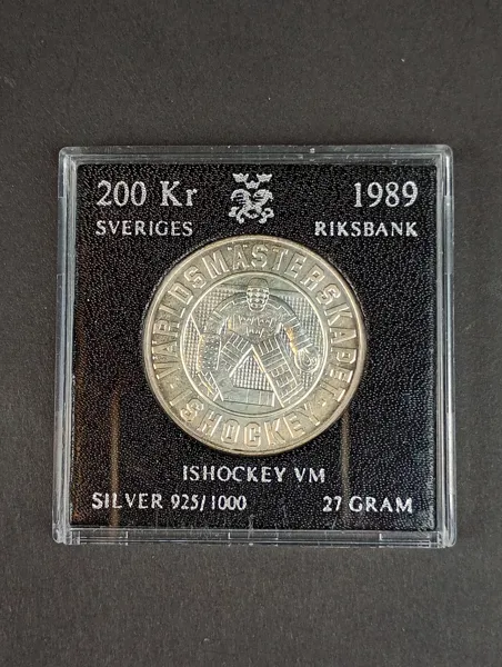 Silver, Minnesmynt 200 kr Ishockey VM 1989