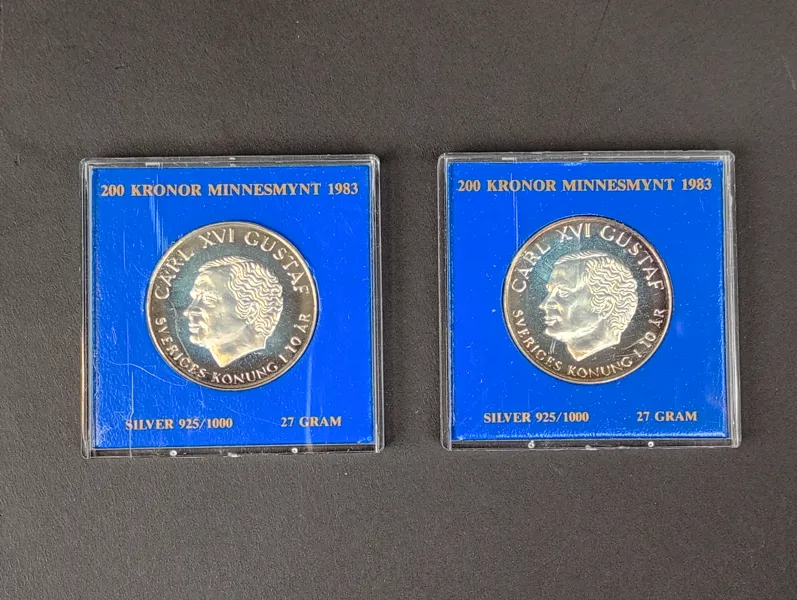 Silver, Minnesmynt 200 kr Carl XVI Gustaf 1983