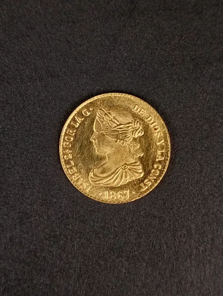 Guldmynt, 4 Escudos Isabella II, 21,6 k Guld