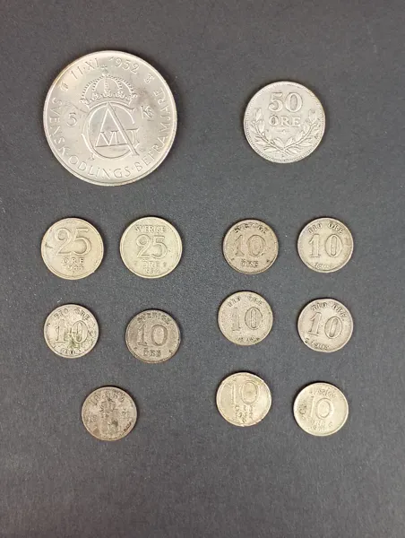 Silvermynt, Sverige bl.a. 5 kr 1955