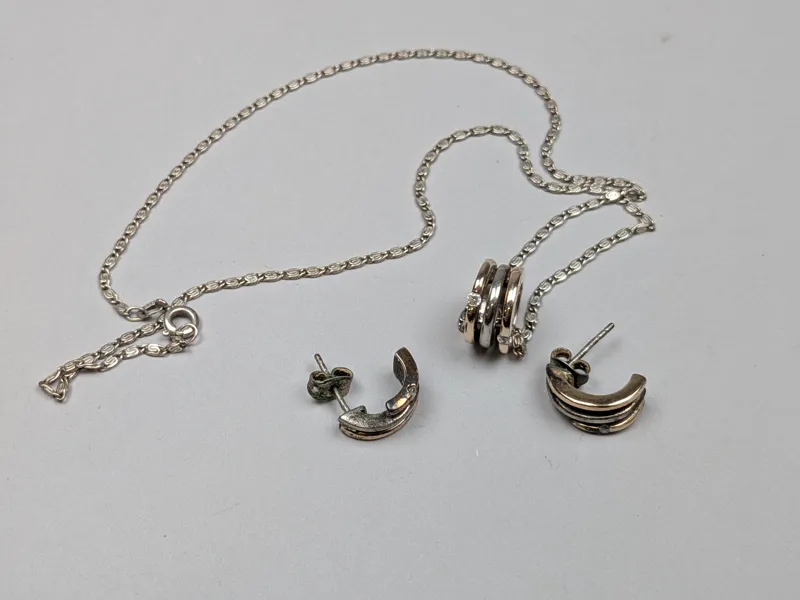 Smyckesset, 925 Silver Örhänge & halsband