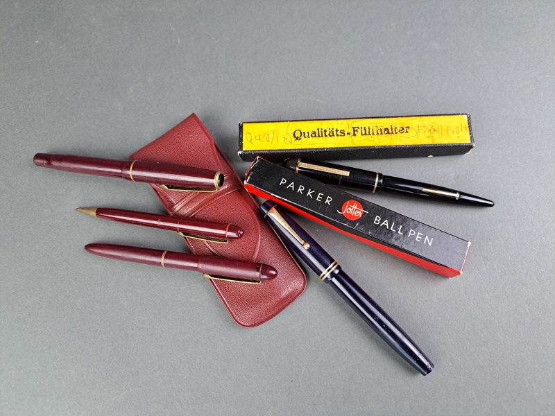 Pennor bl.a. Reservoarpennor 14 k Guldspets, Parker & Eversharp