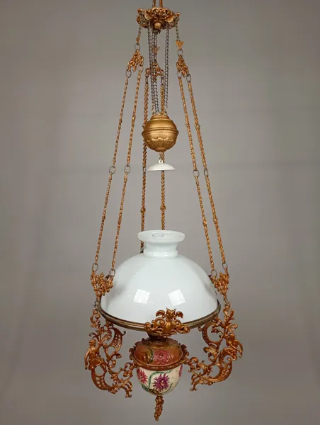 Takfotogenlampa med motvikt, majolika