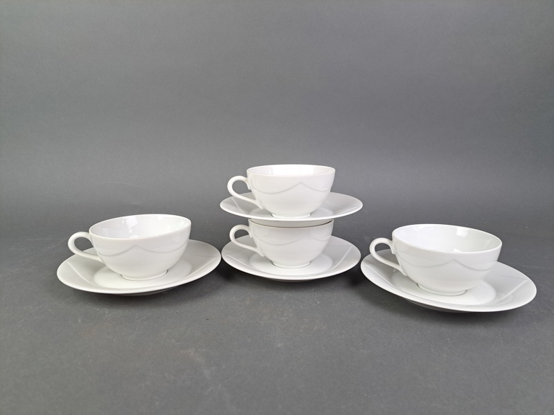 Kaffekoppar med fat "Quattro Bianco" Birgitta Watz Rörstrand