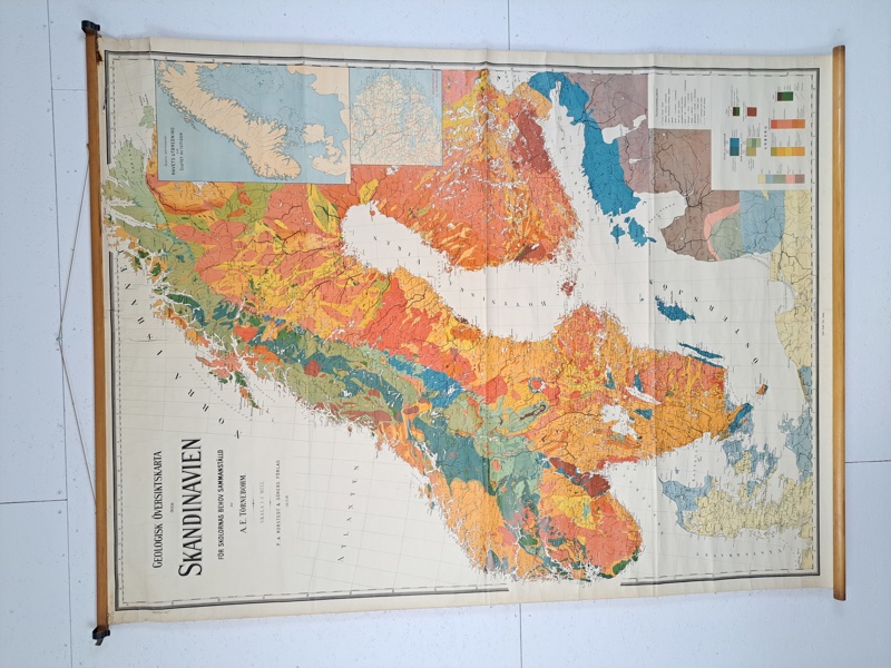 Större Skolplansch / Väggkarta, Skandinavien, P. A Nordstedts & Söners Förlag