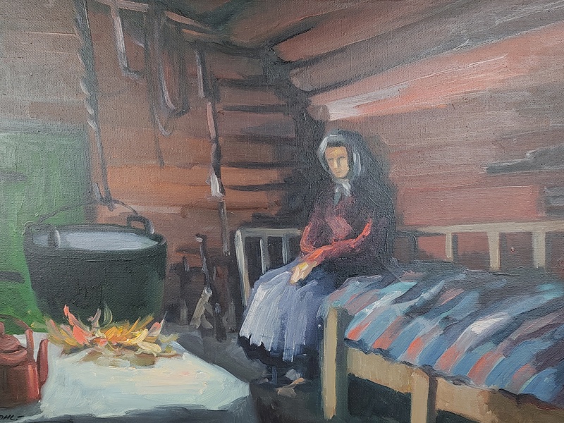 Olja på duk, signerad E Löfdahl