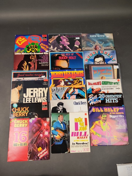 Lp-skivor, 18 st bl.a. Chuck Berry, Jerry Lee Lewis, Buddy Holly m.fl.