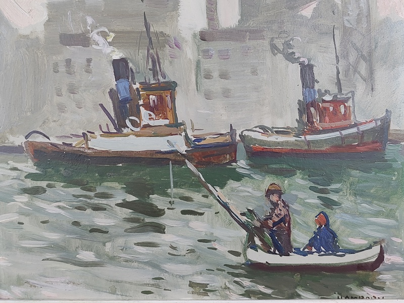 Olja på pannå, Axel Hamborn, signerad