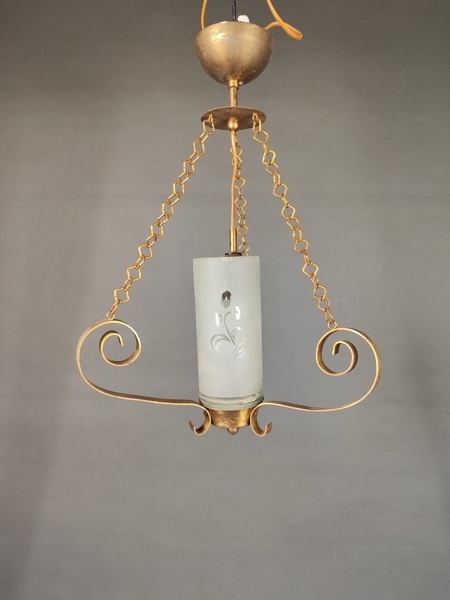 Taklampa, glas & metall